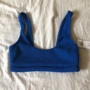 Blue ribbed Hollister bikini top